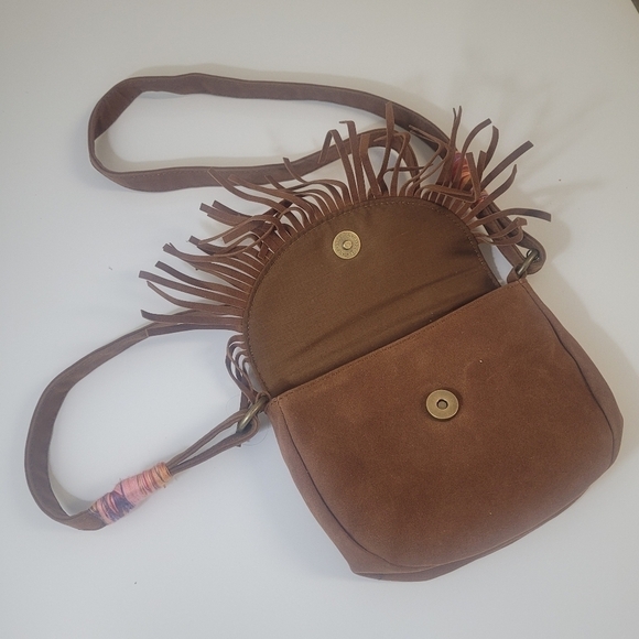 O'NEILL brown Sling Bag/purse with native designs and fringe - Picture 10 of 15